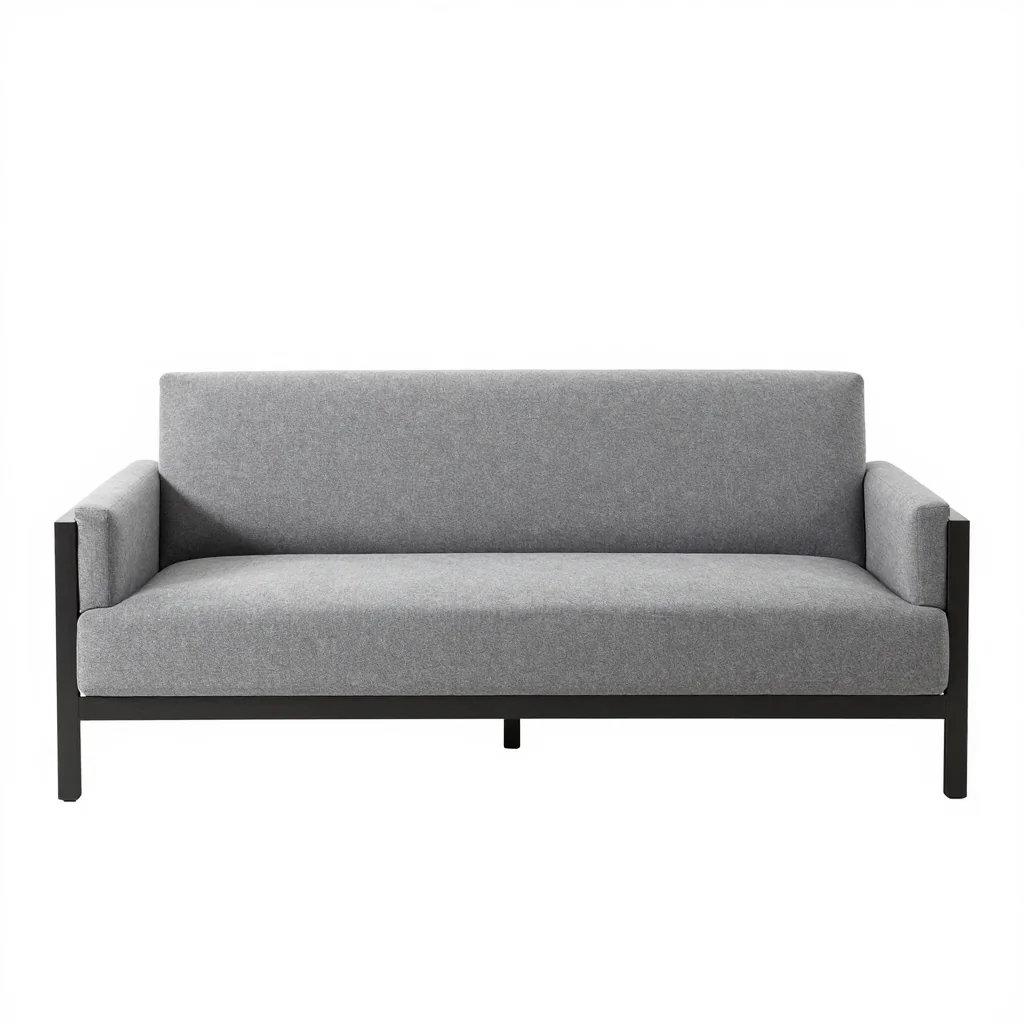 Industrial Steel and Fabric Sofa Bed with Adjustable Frame and Comfortable Cushioning