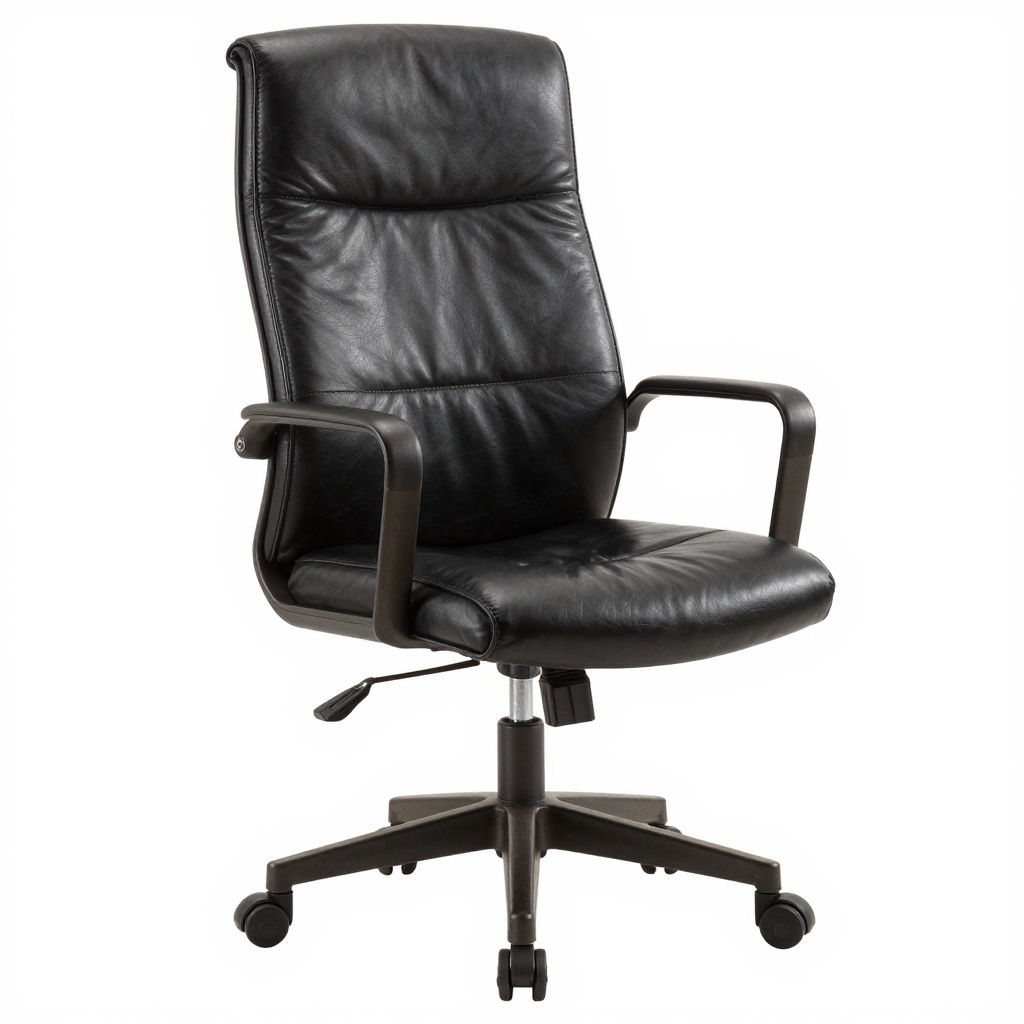 Industrial Metal and Leather Desk Chair