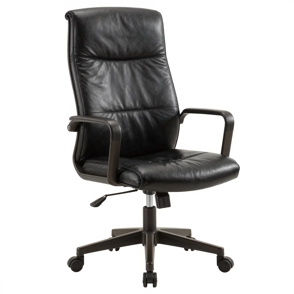 Industrial Metal and Leather Desk Chair