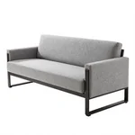 Industrial Steel and Fabric Sofa Bed with Adjustable Frame and Comfortable Cushioning - 4