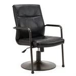 Industrial Metal and Leather Desk Chair - 2