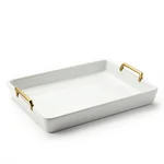 Ceramic Outdoor Serving Tray with Brass Handles - 2